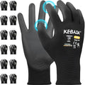 Kebada W1 Work Gloves for Men and Women, PU Coated Safety Gloves with Grip, Touchscreen, Ideal for Warehouse Package Handling, Construction, Gardening, Black Small