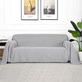 MYSKY HOME Light Grey Sofa Covers for 3 Cushion Couch Geometrical Couch Cover Living Room Sofa Throws Sofa Slipcovers for Pets, Kids (XX-Large, 91" x 134", Light Grey)