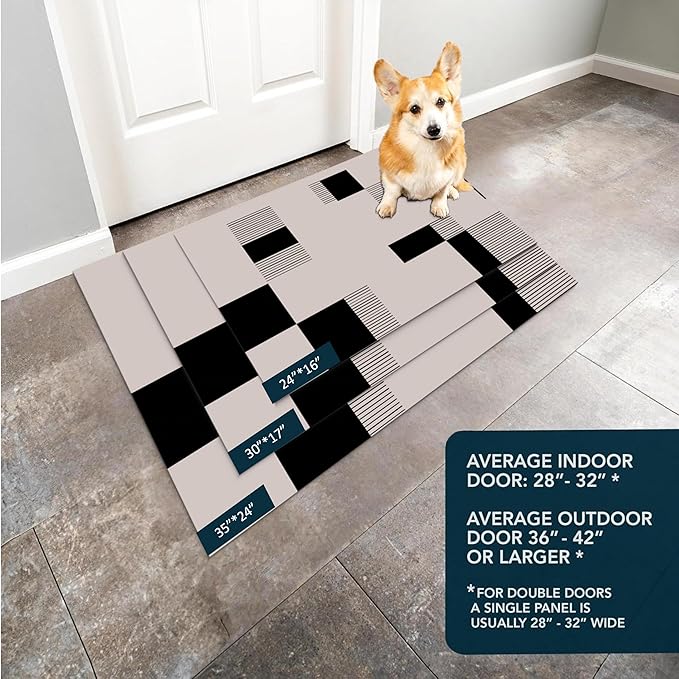 Ultra Thin Door Mat Indoor Entrance, 1/10 in Thin Door Mats for Inside Entry, Non-Slip Rubber Backing Washable Doormat, Fade Resistant, Absorbent, Low Profile Dirt Trapper, 30"X17"