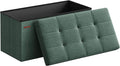 SONGMICS Mazie Collection - 30 Inches Folding Storage Ottoman Bench, Ottoman Foot Rest, End of Bed Bench, Storage Chest, Load 660 lb, for Living Room, Bedroom, Entryway, Retro Green ULSF047C01