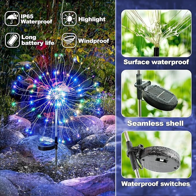 Anordsem Solar Lights Outdoor Waterproof: Garden Light Solar Powered