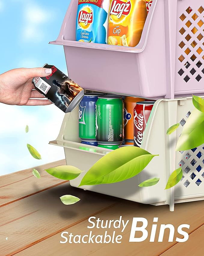 Skywin Plastic Stackable Storage Bins for Pantry - Stackable Bins For Organizing Food, Kitchen, and Bathroom Essentials (Multi - 50 Pack)