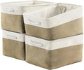 TcaFmac Storage Basket for Organizing - Large 4 Pack Fabric Storage Bins Baskets for Shelves, Foldable Storage Cubes for Closet Cloth Toy Box Gift Organizer(White & Khaki16x12x8 inch)