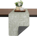 Table Runners 55 Inches Long, Dual-Sided Faux Leather Farmhouse Table Runner Waterproof Non-Slip for Living Room Party Home Decor Holiday Decorations(Gray Grass Green, 12 x 55 Inch)