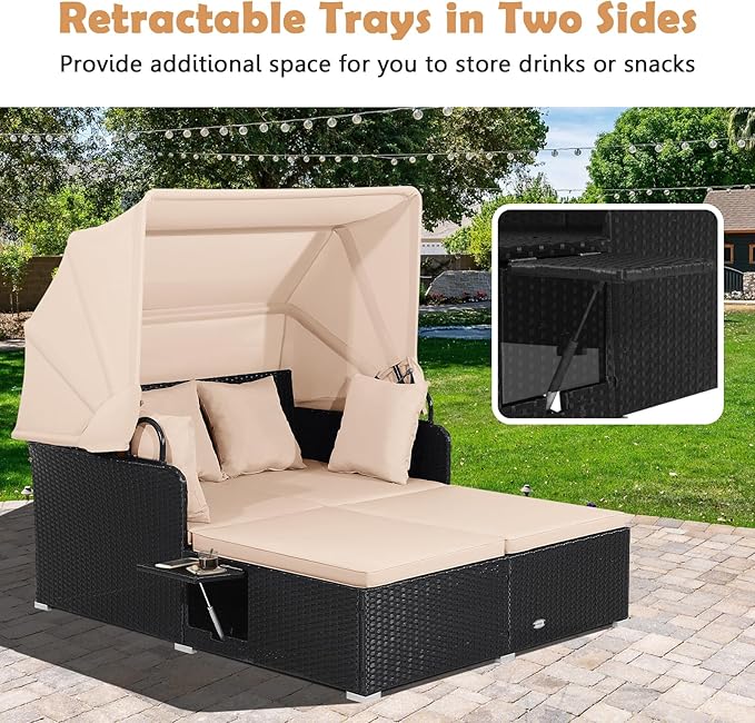 Tangkula Patio Rattan Daybed