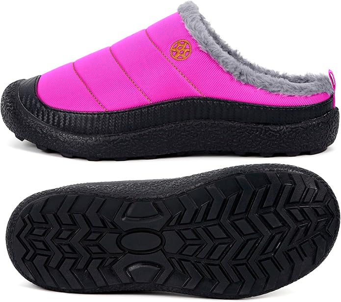 Womens Mens House Slippers Slip on Snow Winter Warm Fully Fur Lined Slippers Indoor Outdoor Shoes