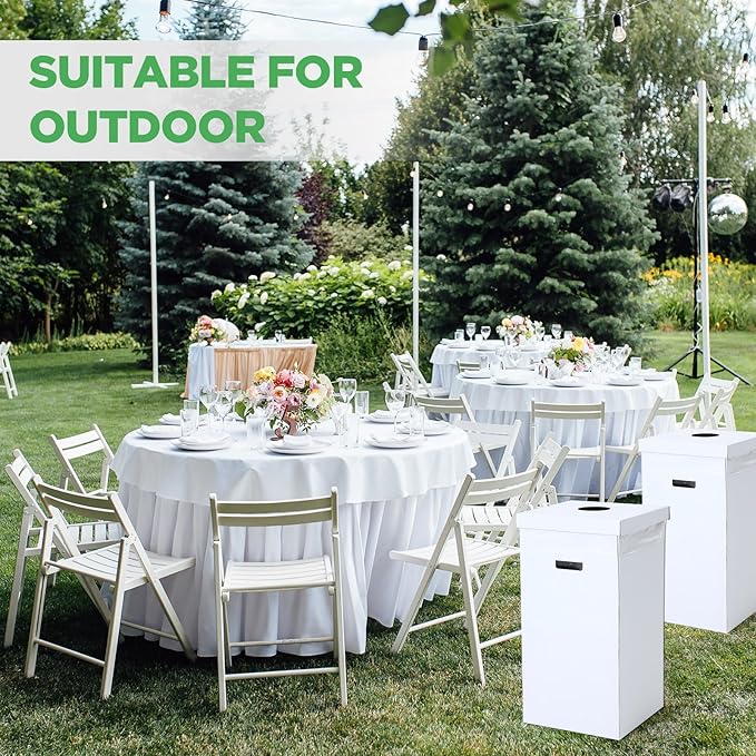 3 Pcs Cardboard Trash Cans with Lid Disposable and Reusable Corrugated Cardboard Trash Cans Recycling Bins Bulk with 6 Garbage Bags White Rubbish Boxes for Parties Events(40 Gallon)