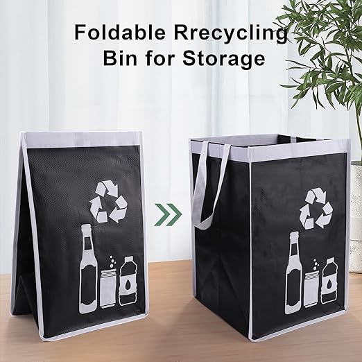 Recycle Waste Bag for Kitchen Home- Indoor Recycling Bins Trash Sorting Organizer, Reusable and Waterproof, 2 Pack