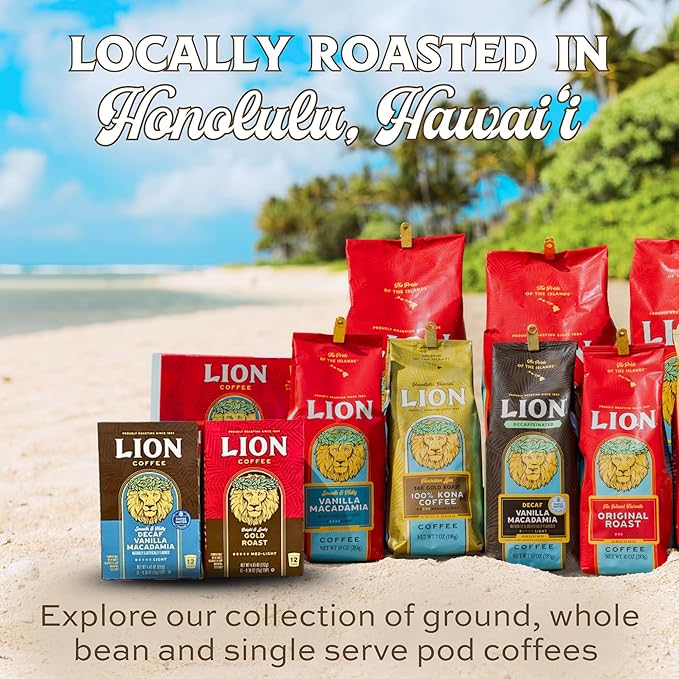 Lion Coffee French Roast Coffee Pods - Single-Serve Pods - Bold Dark Roast - Arabica Coffee - Compatible with Single-Serve Brewing Systems - 12 Count Box
