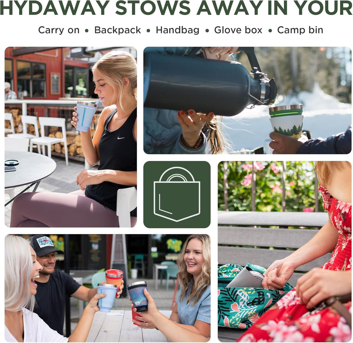 HYDAWAY 16oz Collapsible Tumbler - BPA-Free, Reusable Silicone Cup with Lid & Insulating Sleeve - Perfect for Coffee, Travel, and Everyday Use