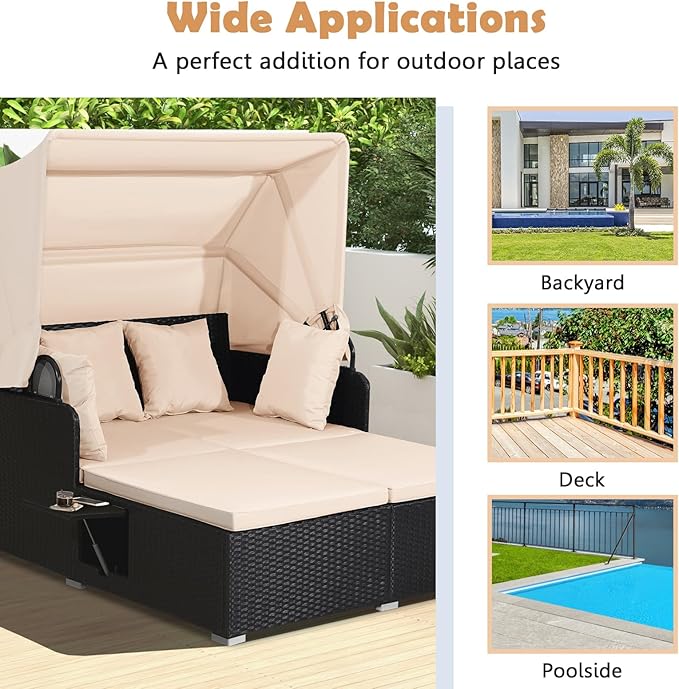 Tangkula Patio Rattan Daybed