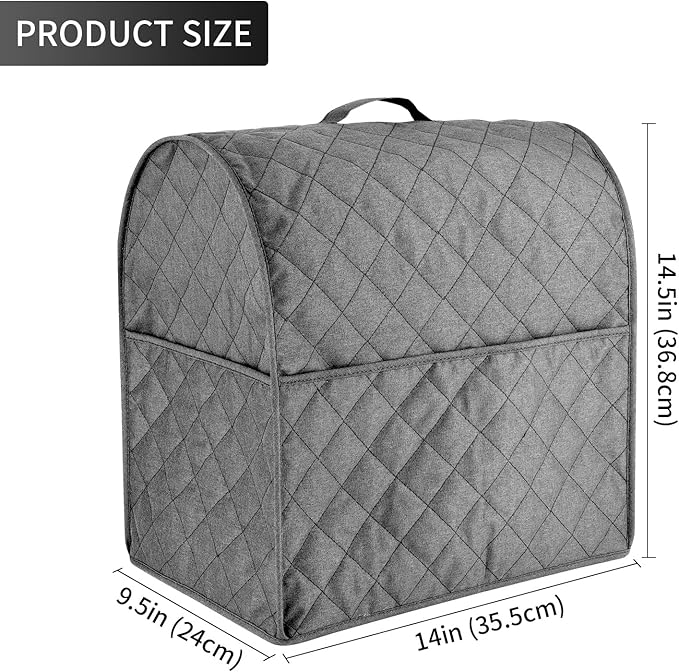 Stand Mixer Cover compatible with Kitchenaid Mixer, Fits All Tilt Head & Bowl Lift Models with 3 Organizer Bag for Accessories. (Grey, For Tilt Head 4.5-5 Quart)