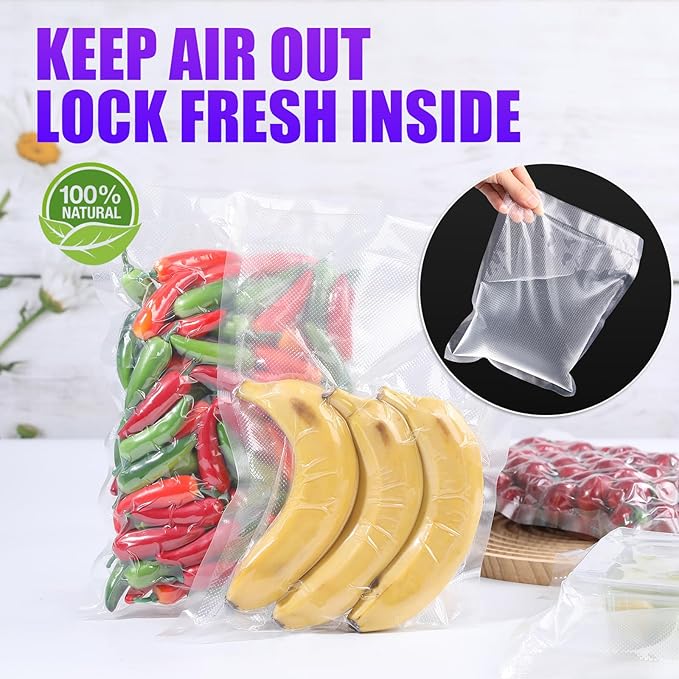 CAREGY Vacuum Sealer Bags 400 Quart 8" x 12" with BPA Free for Food Storage Meal Prep or Sous Vide