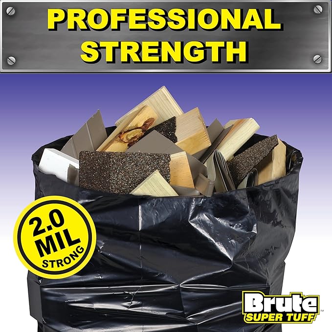 Heavy Duty Contractor Bags, Extra Large Trash Bags, Twist Tie Closure, Black, 42 Gallon, 20 Count