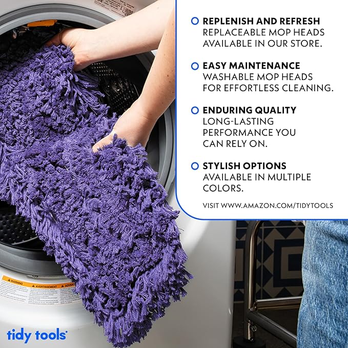 36 Inch Purple Commercial Dust Mop & Floor Sweeper – Wood Handle Floor Mop for Tile, Hardwood & Concrete