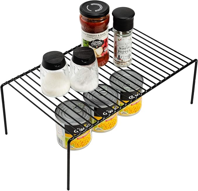 iPEGTOP 4-Pack 15.7 x 9.4 Inch Rustproof Metal Wire Kitchen Storage Shelves – Organizer for Freezer, Fridge, Pantry & Countertop – Spice, Utensils Rack – Black