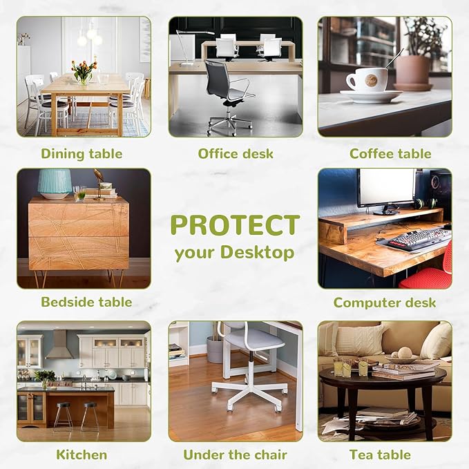 28 x 72 Inch Clear Table Cover Protector, Clear Table Protector for Dining Room Table, 1.5mm Plastic Table Cover, Waterproof Table Pad for Kitchen, Office
