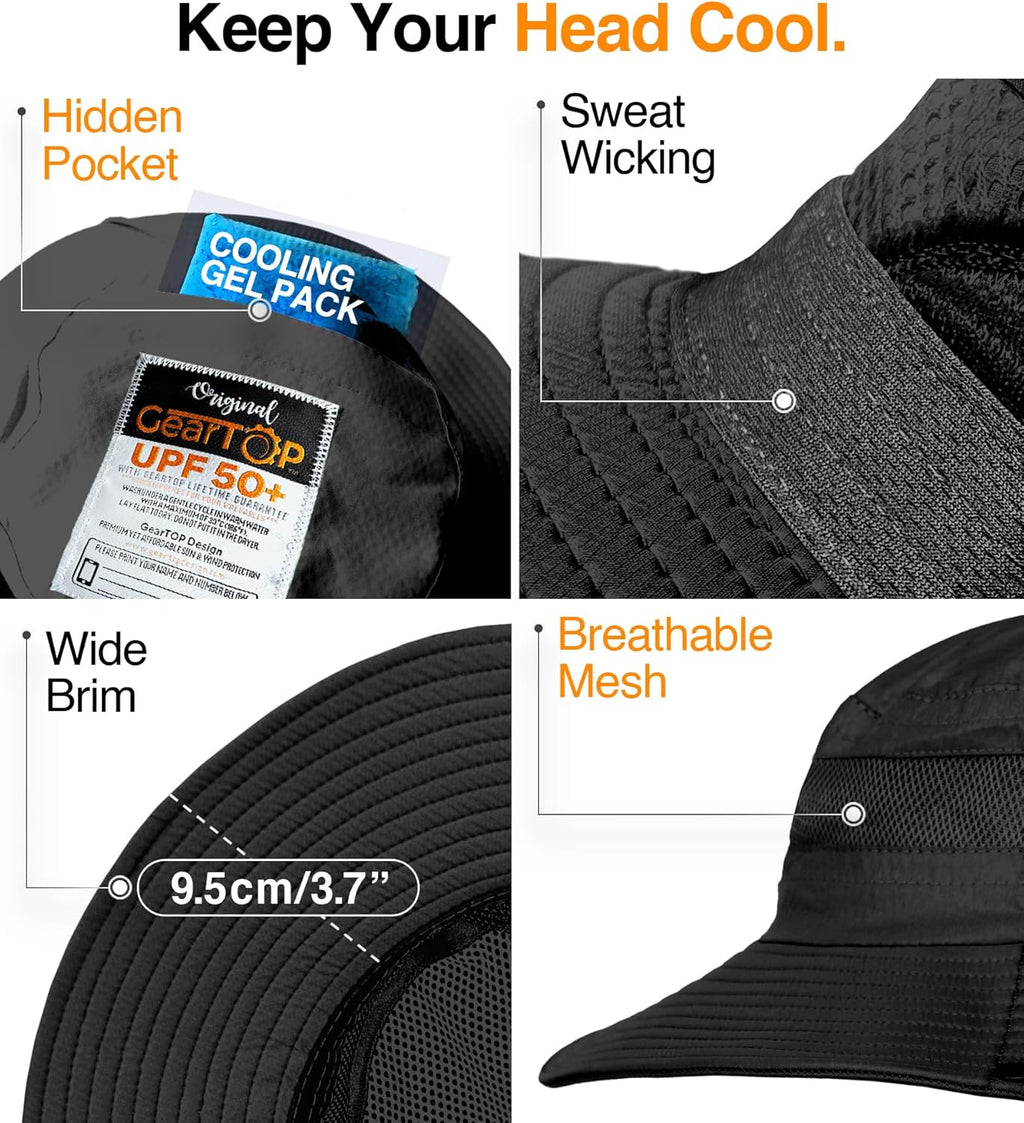 GearTOP Safari Sun Hat for Men and Sun Hats for Women UV Protection UPF 50+ Hiking, Gardening, Fishing