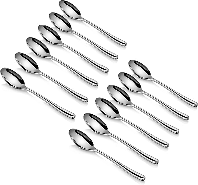Artaste Rain II Forged 18/10 Stainless Steel (Silver (Set of 12), Teaspoon (7-Inch))