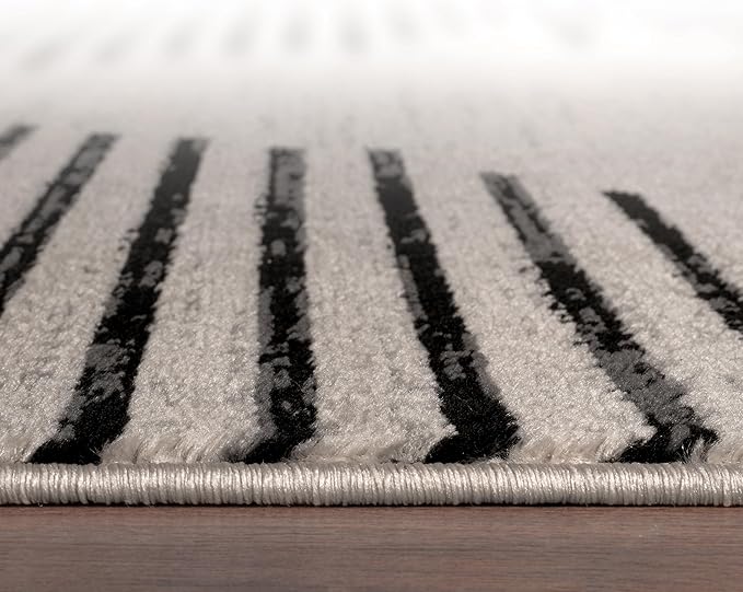 Rugshop Bohemian Stripe Stain Resistant High Traffic Living Room Kitchen Bedroom Dining Home Office Area Rug 10' x 14' Cream
