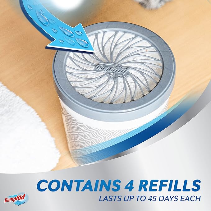 DampRid Refill Bag, 4-Pack - Fresh Scent Moisture Absorbers for Rooms with Excess Humidity, Long-Lasting, Eliminates Musty Odors and Creates Fresher Air, 4/2 lb. 12 oz (1.24 kg)