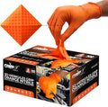 Herkules Grip Heavy Duty 8Mil Orange Nitrile Gloves,3D Raised Diamond Texture-Latex & Powder Free-Industrial, Mechanic