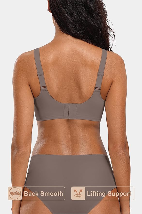 Vertvie Womens Seamless Bras No Underwire Supportive Wireless Push Up Full Coverage Bralette Comfort Scalloped T-Shirt Bra