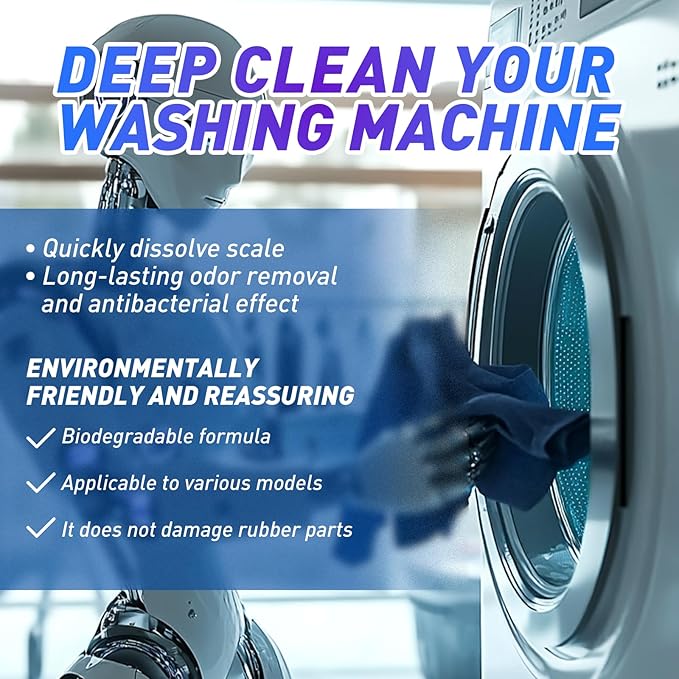 Washing Machine Cleaner Tablets 30 Pack - HE Top Load & Front Load Washer Cleaner, Eco Friendly Septic Safe, 3 Layers Deep Cleaning, Descaler & Deodorizer, 1+ Year Supply (30 Count