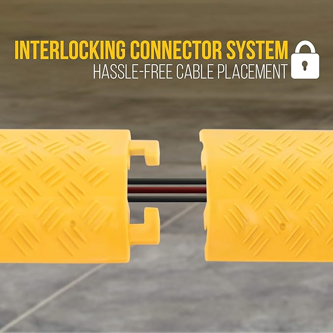 Pyle Durable Cable Ramp Protective Cover - 2,000 lbs Max Heavy Duty Drop Over Hose & Cable Track Protector, Safe in High Walking Traffic Areas - Cable Concealer for Outdoor & Indoor Use PCBLCO19