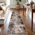 IOHOUZE Abstract Runner Rug 2x8 Ft Washable Runners for Hallways, Non Slip Kitchen Runner Printed Faux Wool Entryway Runner Indoor, Modern Abstract Floor Carpet for Hall Kitchen Bedroom, Brown/Rust
