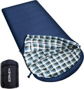 0 Degree Sleeping Bag 100% Cotton Flannel XXL for Adults Big and Tall Cold Weather Winter Zero Degree Camping,Free Compression Sack