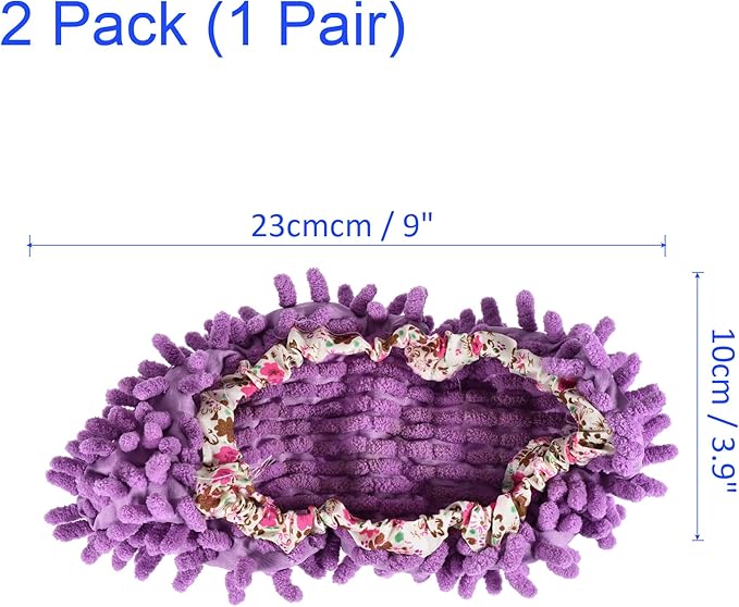 1 Pair Washable Cleaning Shoes Cover - Floor Cleaning Dust, Chenille Microfiber Duster Mop Slippers, Apply to House Office Room (Purple)