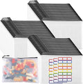 60pcs Large Mesh Zipper Pouch File Bags Reusable Zippered Pouches for Organizing Classroom, Board Game Storage, Puzzle Bags Black