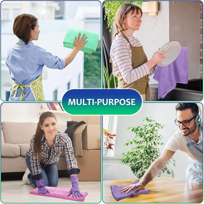 Newwiee 3 Pcs Extra Large Microfiber Cleaning Cloth 30" x 20" Washable Reusable Microfiber Towel Streak Free Lint Free Cloth for Cleaning Home Glass Office Window Bathrooms (Pastel Colors)