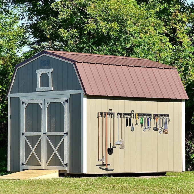LEYU Metal Garage Tool Organizer Wall Mount, 2 Pack Garden Tool Organizer With Extension Cord Straps, Garage Organization Hooks and Hangers for Shed, Yard Storage, Wall Holder for Hanging Broom Mop