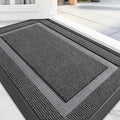 OLANLY Front Door Mat Indoor Outdoor Entrance, Waterproof All-Season, All-Weather Doormat, Sturdy Natural Rubber, Fade Resistant, Low Profile, Easy Clean Patio Porch Entryway Mat, 71x47, Dark Grey