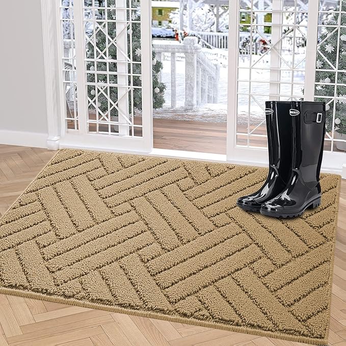 Door Mat Indoor Doormat, Brown Entryway Rug Door Mats Non-Slip Rubber Backing,Heavy Duty Low-Profile Entrance Rugs, Absorbent Resist Dirt Doormats Floor Door mat for Entryway,32"x48"
