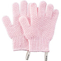 MainBasics Deep Cleansing Exfoliating Bath Gloves - Heavy-Textured Nylon Shower Scrub for Dead Skin Removal - Machine Washable with Hanging Loop (1 Pair, Soft Pink)