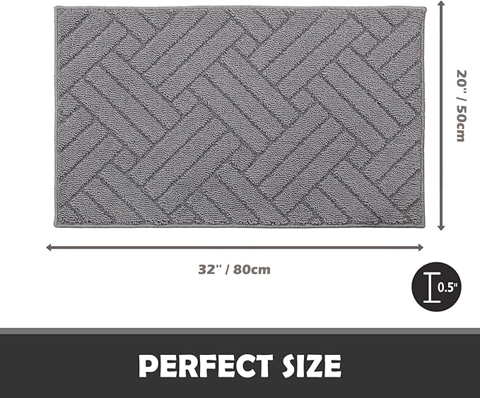Door Mat Indoor, Non-Slip Rubber Backing Entry Rug & Door Mats, Low-Profile Entryway Rugs, Absorbent Resist Dirt Doormats Machine Washable Inside Floor Door mat,Grey 20"x31.5"