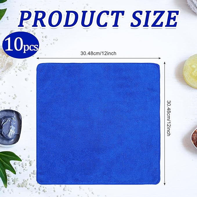 Tanlade Microfiber Cleaning Cloth Cleaning Rags Reasonable Kitchen Towels Microfiber Towels Cars Wash Dry Erase Cloth(12 x 12 Inch,Blue,10 Pcs)