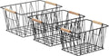 Amazon Basics Rectangular Wire Storage Baskets, Set of 3, Standard, Black