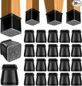 BUMACO Chair Leg Floor Protectors Square Chair Leg Protectors for Hardwood Floors 20Pcs Silicone Covers to Protect Floors Square (Black-L Fit 1-1/16" to 1-5/8")