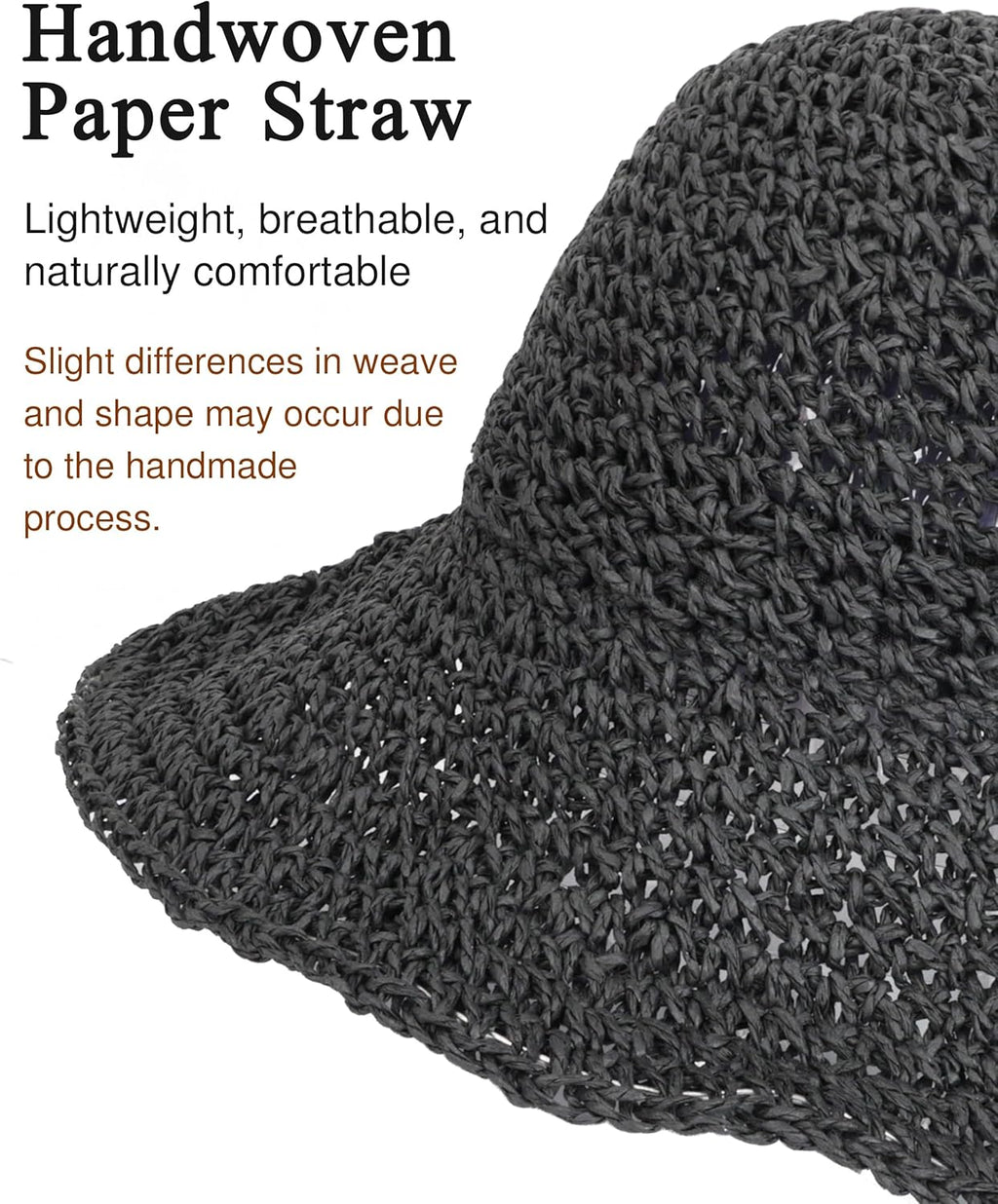 Womens Wide Brim Straw Sun Hat Foldable Floppy Crochet Beach Hat for Summer