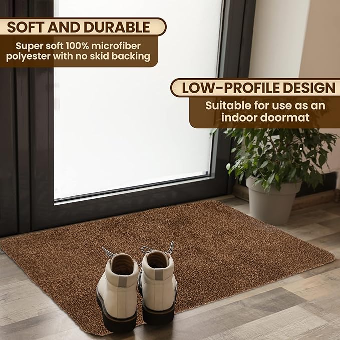 Premium Microfiber Indoor Door Mat – 36"x72" Washable Entry Mat, Non-Slip, Waterproof Backing, Super Absorbent, Low Profile Entryway Doormat for Indoor Entrance