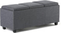SIMPLIHOME Avalon 42 Inch Wide Contemporary Rectangle Storage Ottoman in Slate Grey Linen Look Fabric, Assembled, For the Living Room, Entryway and Family Room