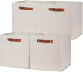 HNZIGE Large Storage Baskets Set of 4 Collapsible Storage Baskets,13x13 Storage Cube Bins with Handles,Foldable Storage Cube Bins for Shelves(cream)