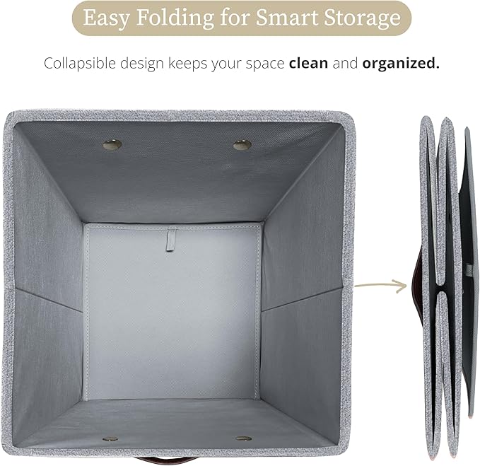 DECOMOMO Storage Bins, Cube Storage Bin with Labels, Fabric Storage Cubes for Shelves (11" / 6pcs, Light Texture Grey)