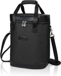 Tirrinia 6 Bottle Wine Cooler Bag - Insulated Padded Portable Versatile Wine Gift Carrier Tote Bag for Travel, BYOB Restaurant, Wine Tasting, Party, Pecfect Gift for Wine Lover, Black