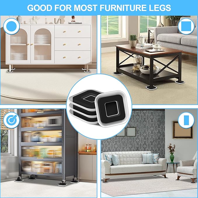 Upgrade Furniture Sliders, Furniture Sliders for Carpets, 4 PCS 4.3" Moving Pads with Anti-Slip Groove, Furniture Moving Sliders for Easy Move Bed Couch Tables Cabinet Heavy Duty, Protect Carpets