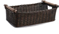 The Basket Lady Low Pole Handle Wicker Storage Basket, Medium, 17 in L x 10.5 in W x 5.5 in H, Antique Walnut Brown